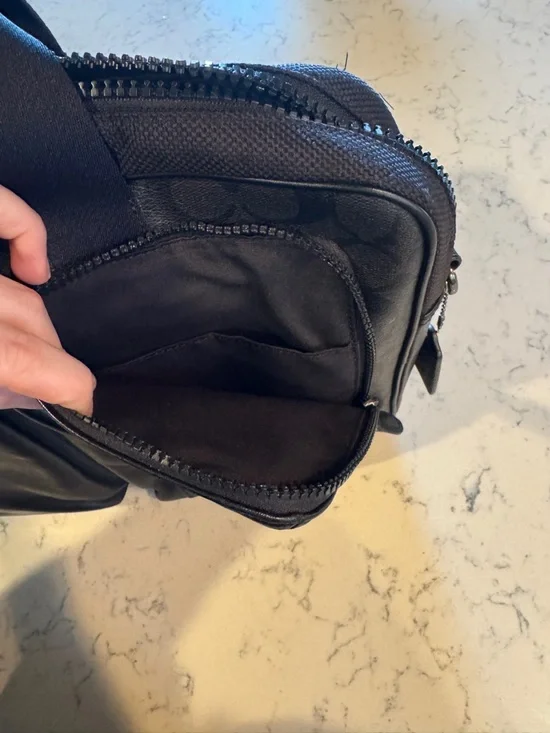 COACH Rider Brief In Signature Canvas Black Grey Multi Leather Dual-Pocket Bag - Picture 4 of 10